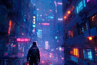 create a cyberpunk city for you