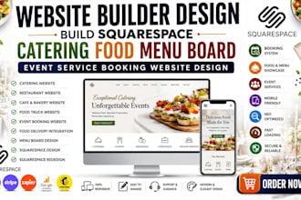build squarespace catering food menu board event service booking website design