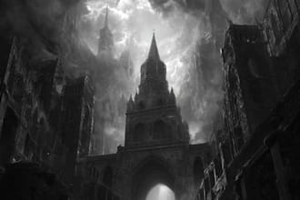 design a monochrome dark fantasy concept art for you