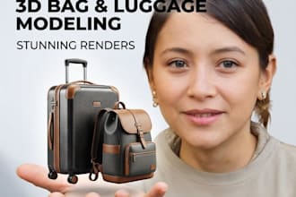 create realistic 3d bag and luggage product renders