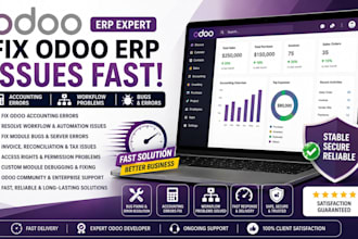 fix odoo erp issues accounting error and fix workflow problem fast and  fix bugs