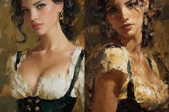 draw digital oil painting portrait