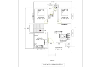 redraw a 2d architectural floor plan blueprint and autocad