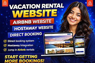 design vacation rental website, airbnb website, hostaway direct booking website