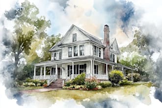 watercolor a house portrait