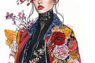 draw a fashion or editorial illustration, sketch, commercial