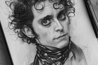 draw the best portrait in halloween or tim burton style