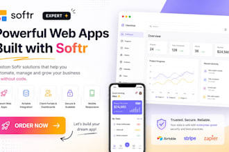 build softr web app, client portal, membership website, crm dashboard nocode app