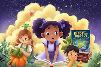 design magical children book covers with custom illustration