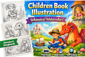 draw whimsical children story book illustrations