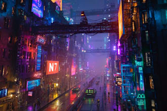make a futuristic cyberpunk city for you