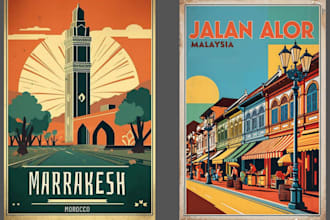 design retro USA travel poster postcard and souvenir illustration