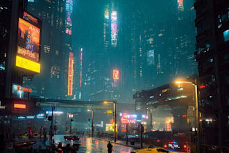 make a cyberpunk city illustrations