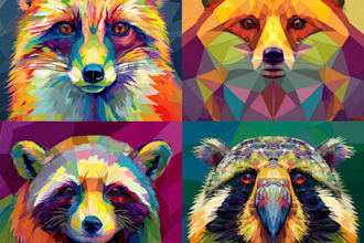 draw a animal pop art and pop art style