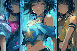 draw anime art character sheet or reference sheet