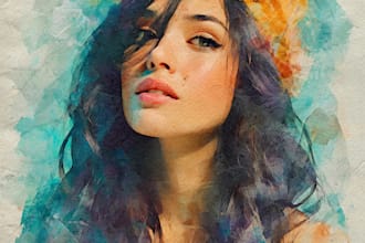 paint watercolor illustration and watercolor portrait