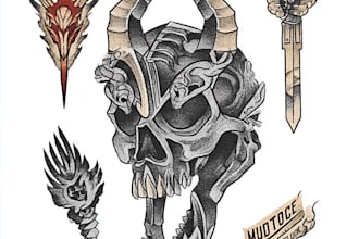 design a geometric, colorful, mythological or animal tattoo