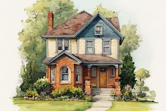 create artistic watercolor beach house