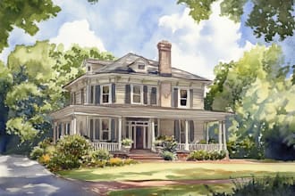 paint watercolor house portrait