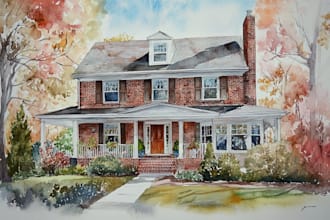 watercolor a house portrait
