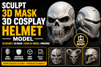 sculpt 3d mask 3d cosplay helmet model 3d helmet 3d mask cosplay model printing