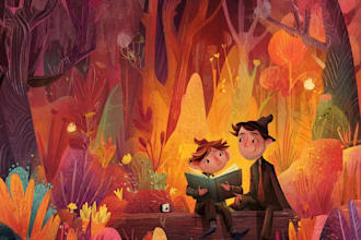 design children story book, child book illustration