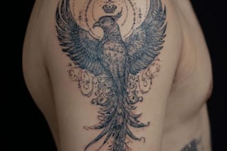 create phoenix tattoo illustration fire rebirth ink art