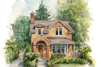 make elegant watercolor mansion and architectural artwork