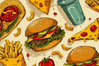design retro food pop art poster for restaurant