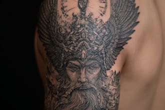 draw blackwork tattoo illustration with dark aesthetic