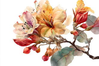 draw botanical watercolor clipart