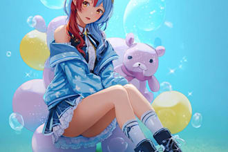 create anime fan art battle and fantasy scene