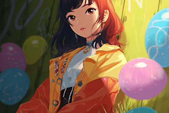 create anime couple fan art illustration