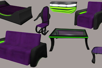 low li full perm 3d mesh furniture set for imvu vrchat sims gtav or secondlife