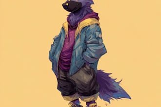 fursona art anthro c furry character reference sheet