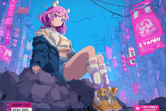 design anime style artwork for gaming and content creators