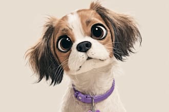 create disney pet portrait illustration