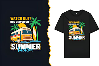 create modern retro summer vacation, beach or holiday t shirt design