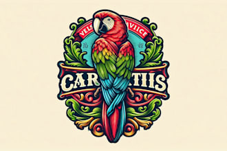 do a unique parrot vintage logo for your brand
