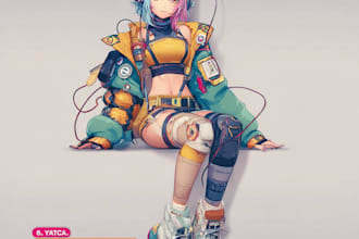 create cinematic anime battle and action illustration