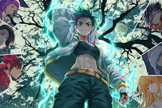 create anime action scene with cinematic lighting