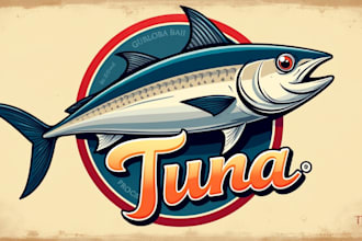 do unique tuna mascot vintage logo for your company