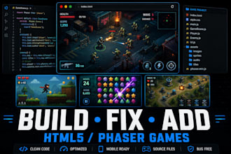 fix bugs and code your html5 javascript game in phaser 3