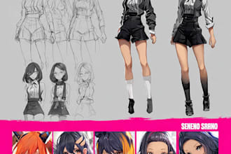 design professional anime character sheet and reference
