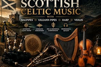 create epic scottish celtic music with bagpipes uileann pipes harp violin