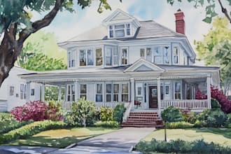 paint watercolor house portrait