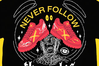 detailed dark art illustration for metal band t shirt design