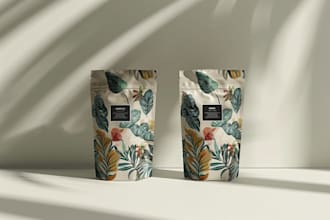design amazon food packaging snack pouch popcorn