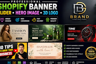shopify banner slider hero image design 3d logo youtube thumbnail esty shop hero