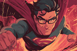 illustrate a superhero comic cover art